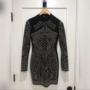 🍁Black, Studded, Body-con, Long sleeve, Dress🍁